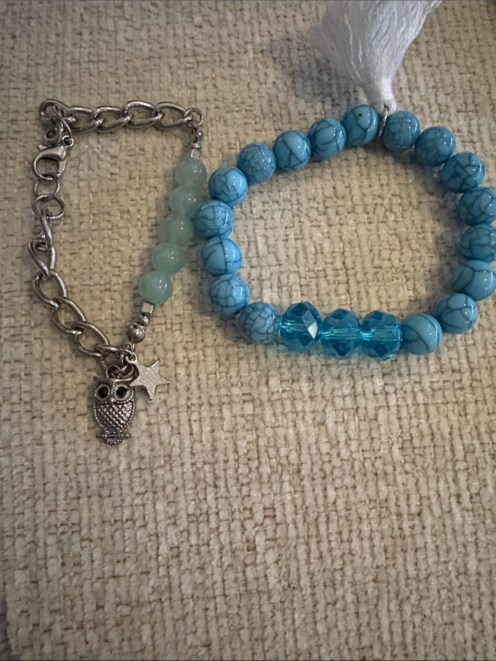 Turquoise Bead Stretch Bracelet - Blue Beaded Bracelet
